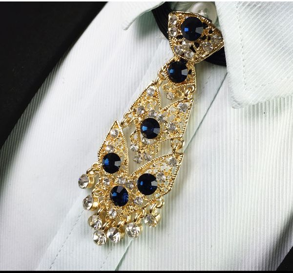 

i-remiel british style bowties formal metal diamond tie men's ties groom wedding dress flower necktie shirt collar accessories, Black;blue