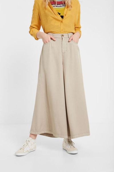 

wide leg trousers, Black;white