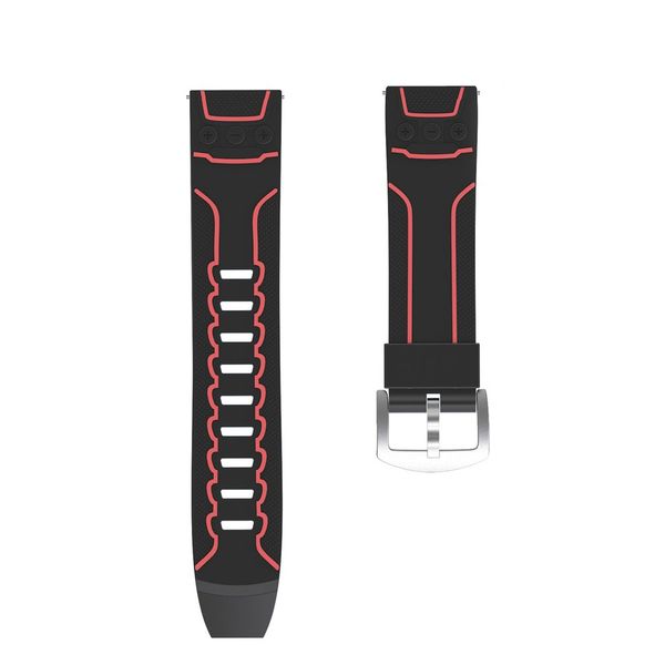 

sports watchband buckle belt silicone tape with ecg pattern watch strap replacement watch strap replacement for 22mm bracelet, Black;brown