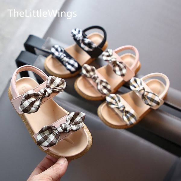 

girls' open toe bowknot sandals 2020 summer new fashion children's soft sole shoes 0-1-2-3 years old, Black;red