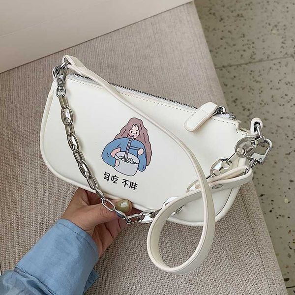 

new french fashion cartoon printed chain underarm bag & elegant handbag shoulder bag square width 21cm height 11cm