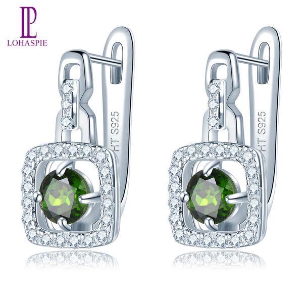 

chrome diopside hoop huggie clip earrings for women gift natural gemstone solid 925 sterling silver fine fashion cubic zircona jewelry new, Golden;silver