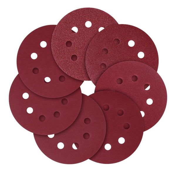 

sanding discs, 5-inch 8-hole hook and loop,40/80/120/240/320/600/800 assorted grits sandpaper(70 pack