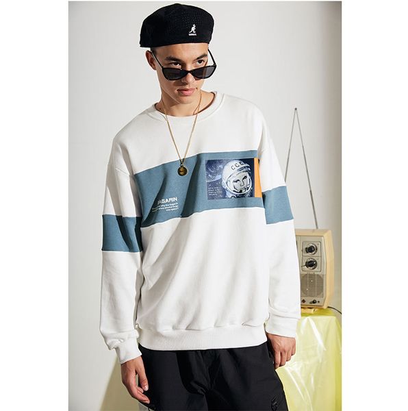 

brand sweater men's 2019 autumn new designer astronauts printed hoodies luxury loose round neck pullover hoodies, Black