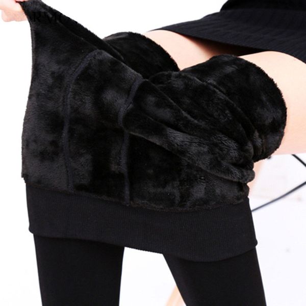 

plus size warm autumn winter leggings women warm velvet pants leggins high waist thick legging winter pant trousers women, Black