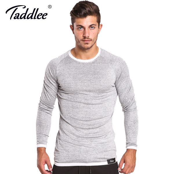 

Taddlee Brand Men Long Sleeve T Shirts Solid Color Casual O Neck Sweatshirt Slim Fit Top Tees Basic Active Soft Stretch Apparel