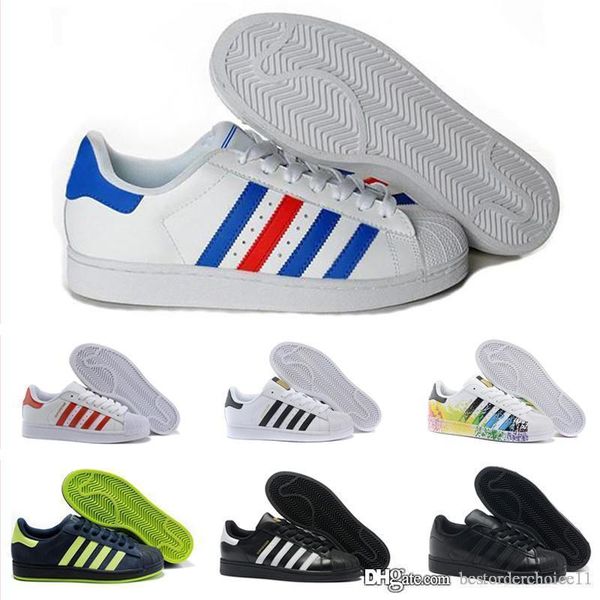 

2019 super star white hologram iridescent junior superstars 80s pride womens mens trainers superstar casual shoes size 36-45