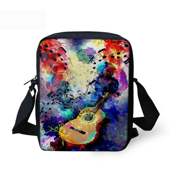 

thikin guitar printed mini messenger bag for children girls boy cartoon piano note small cross body bag with zipper women handbg