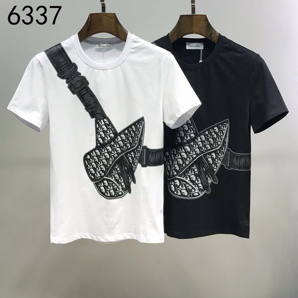 

2020ss spring and summer new high grade cotton printing short sleeve round neck panel t-shirt size: m--xl-xxl-xxxl color: black white q21, White;black