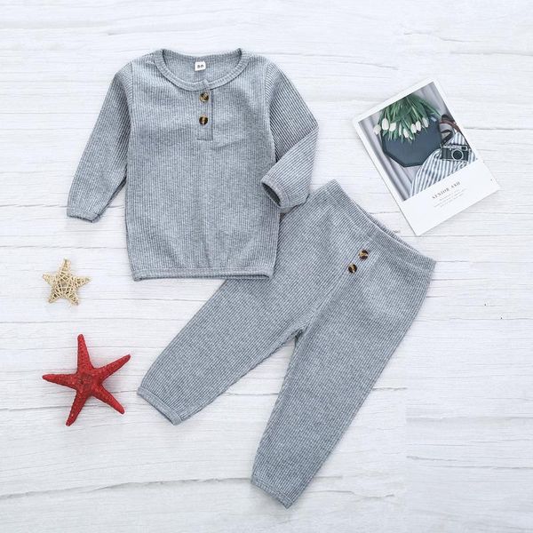 

autumn 2020 girls' baby sets stripe cotton long-sleeved tshirt and pants, White