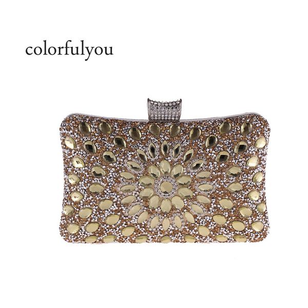 

2019 golden diamond female clutch wedding party bags shining crystal shoulder messenger purse luxury chain handbag evening bags