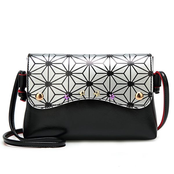 

2018 new women's pu leather shoulder bag fashion contrast color diagonal small square bags star rivet decoration mini handbag