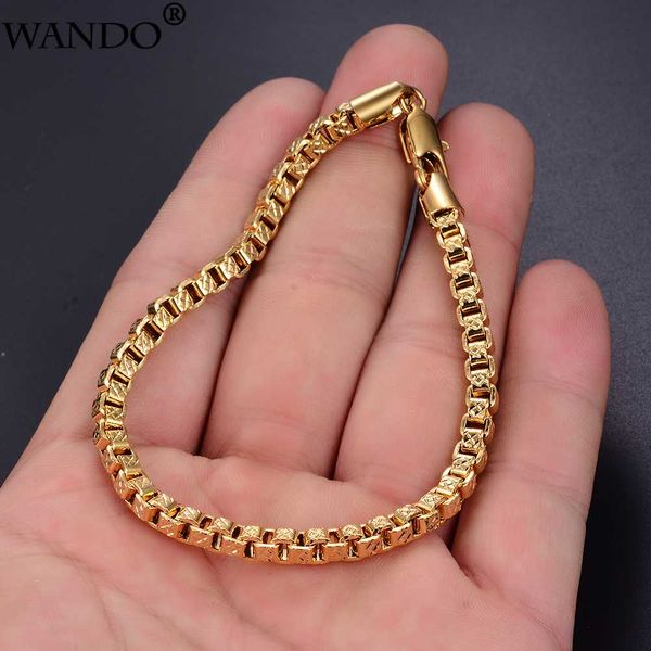 

wando classic gold colour strand chain bracklets for men/women dubai ethnic middle east bangles jewelry birthday gifts #3, Black