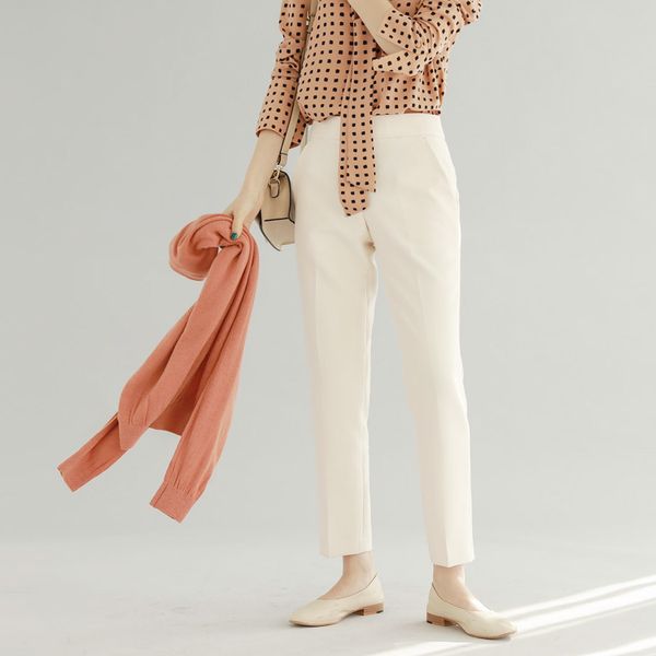 

boutique] spring and summer thin suit pants women's slimming casual pants big yards straight-cut capri suit women's, White;black