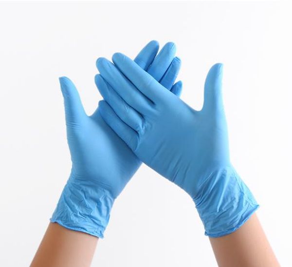 

небесно-голубой изолированный защитный нитрил одноразовые перчатки порошок бесплатно (не латекс) - пакет из 100 штук перчатки противоскользя
