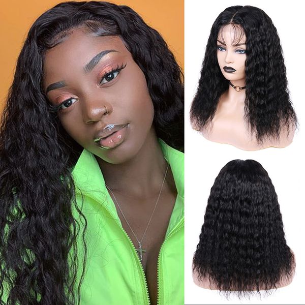 

wave brazilian lace front human hair wigs natural afro wet and wavy lace front wig hair for black women hair pre plucked