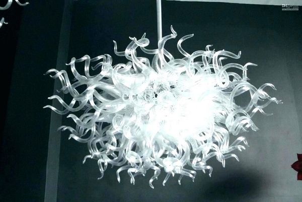 Modern Amber Color Blown Glass Flush Mounted Chandelier Light