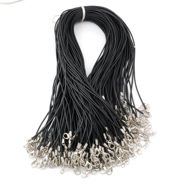 

100pcs /lots 1.5mm 18" lobster clasp rubber strings necklace & pendants charms findings for men's short diy accessories, Black