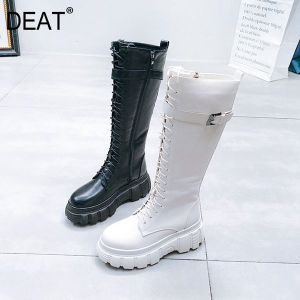 

deat] 2019 round toe buckle strap zipper pu leather velvet shoes women long tube boots new autumn winter fashion tide 10f050, Black