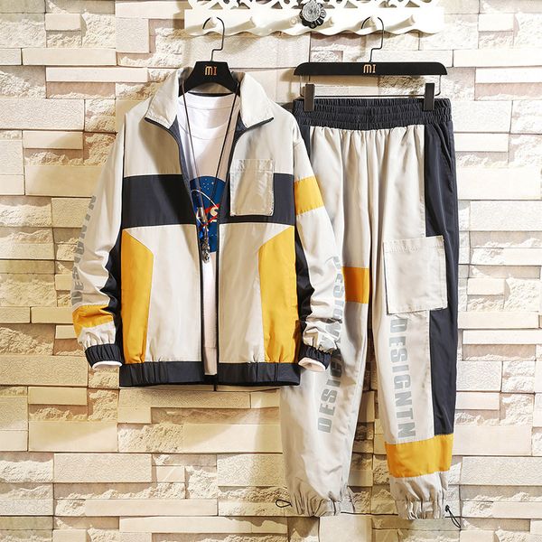 

2019 new two pieces set suits for spring autumn fashion mens sportswear fashion tracksuit, Gray