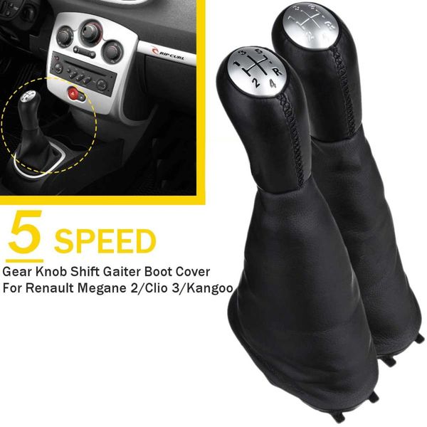 

5 speed maunal car gear shift knob lever with boot cover for clio 2 ii clio 3 iii megane 2 ii scenic kangoo leather