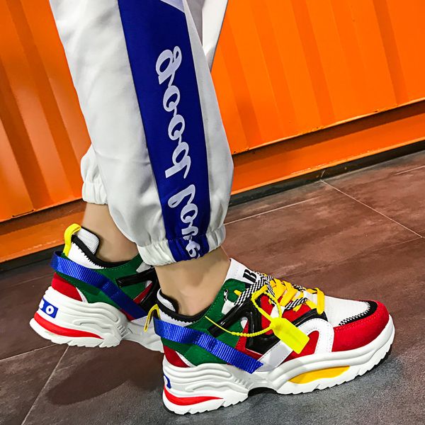 

2019 new stylish woman sports shoes increase 6cm ins sneakers women height platform sports shoes walking run high heel trainers
