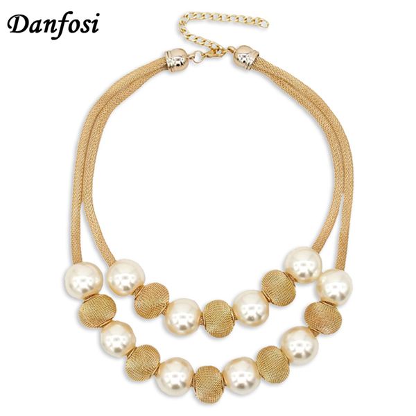 

danfosi 3 colors fashion imitation pearl necklace women collar choker beads statement necklaces & pendants jewelry accessories, Golden;silver