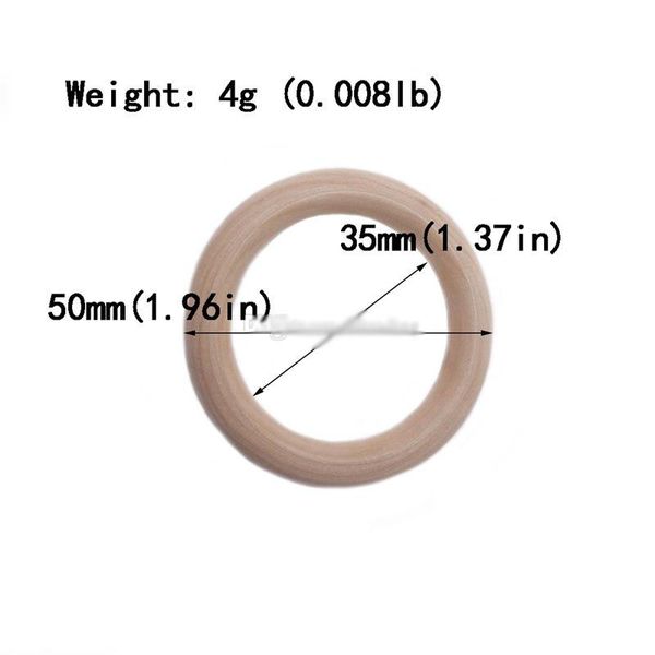 50mm Baby Holz Beißring Ring Kinder Holz Schnuller Kinder DIY Holz Schmuck Machen Handwerk Armband Beißringe