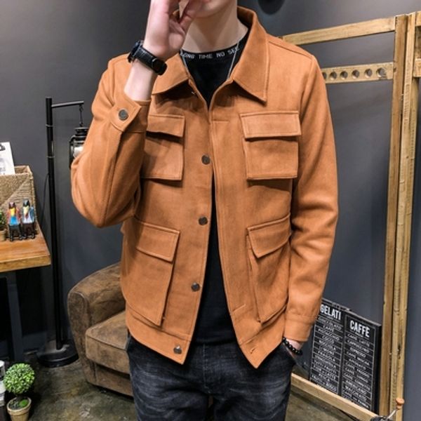 

men's jacket spring and autumn 2019 new korean version of the trend of baseball uniforms handsome jacket men's multi-pocket, Black;brown