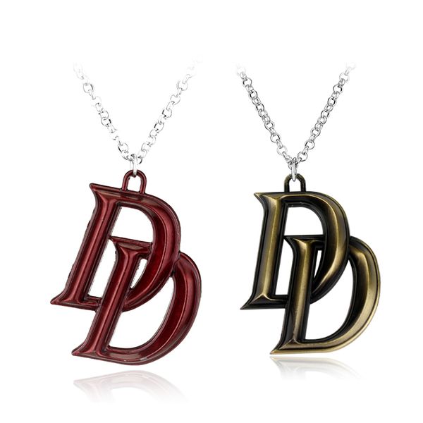 

movie series marvel jewelry comics superhero daredevil double d letter necklace latest fashion accessories gift, Silver