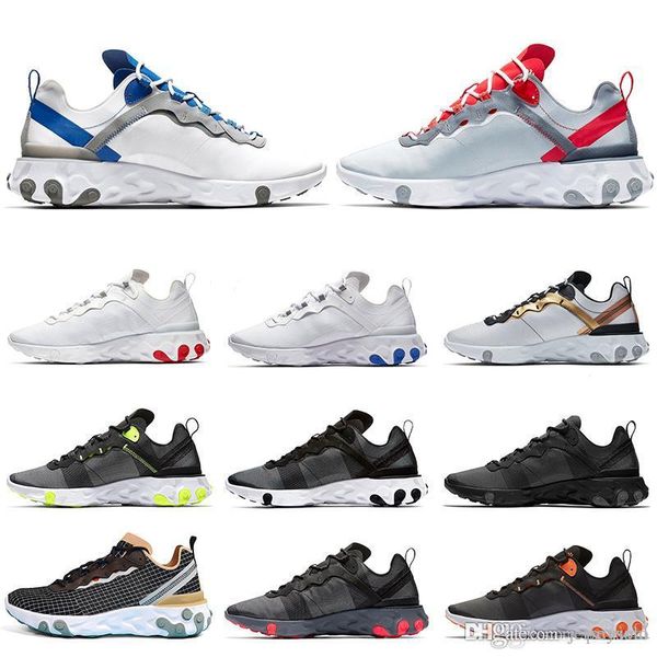 

2019 escape pack taped seams solar red react element 55 game royal black volt men running shoes for women sports trainer 55s sneakers