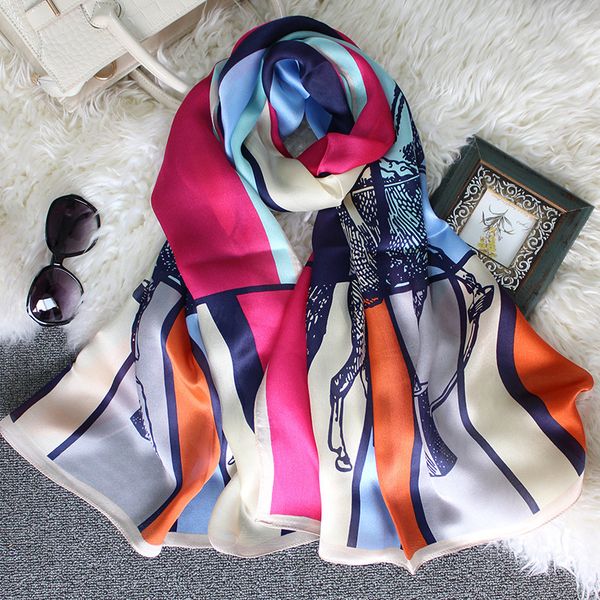 

horse towel female long money joe its satin silk scarf shawl, Blue;gray