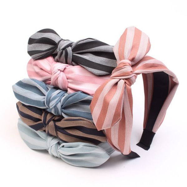 

2018 winter hairbands for girls bow knot turban vintage hair accessories wide side plaid headband wholesale