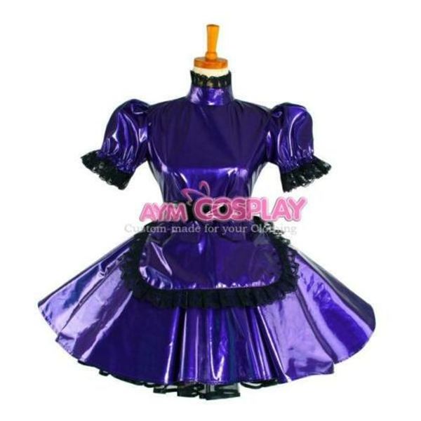 

pvc sissy maid mini dress lockable cross dressers tailor-made, Black;red