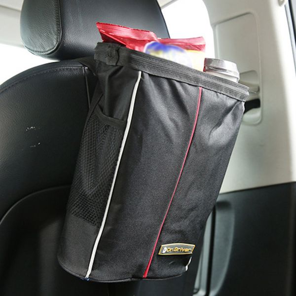 

garbage contain hanging leakproof seat organizer wide use foldable portable waterproof storage pocket car trash can with cover