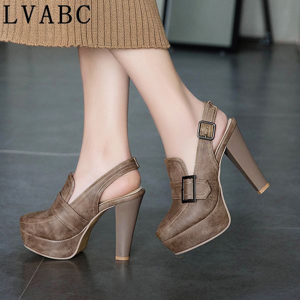 

lvabc 2019 new ladies fashion shallow mouth fish mouth square high heels comfortable ladies party shoes simple ladies shoes 34-4, Black