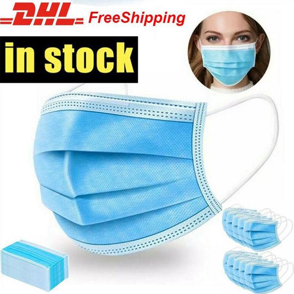 

DHL Free shipping Disposable Face Masks Thick 3-Layer Masks with Earloops for Salon, Home Use Comfortable in stock Mask