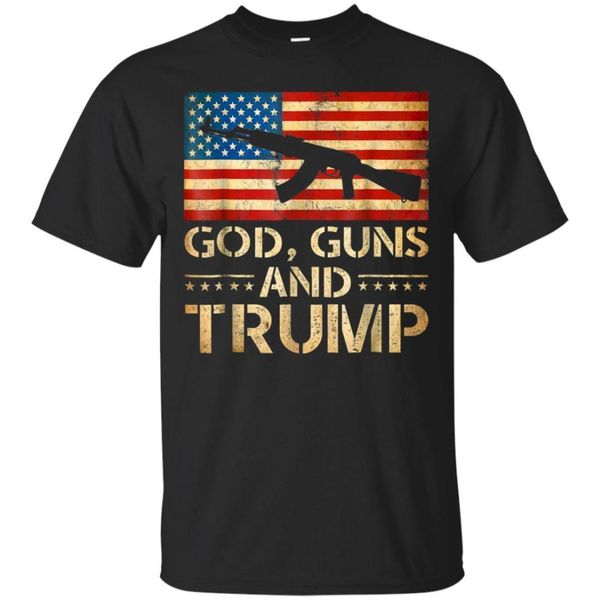 

god guns & trump t-shirt fan trump lover vintage american veteran black clothes cartoon t shirt men new fashion tshirt, White;black