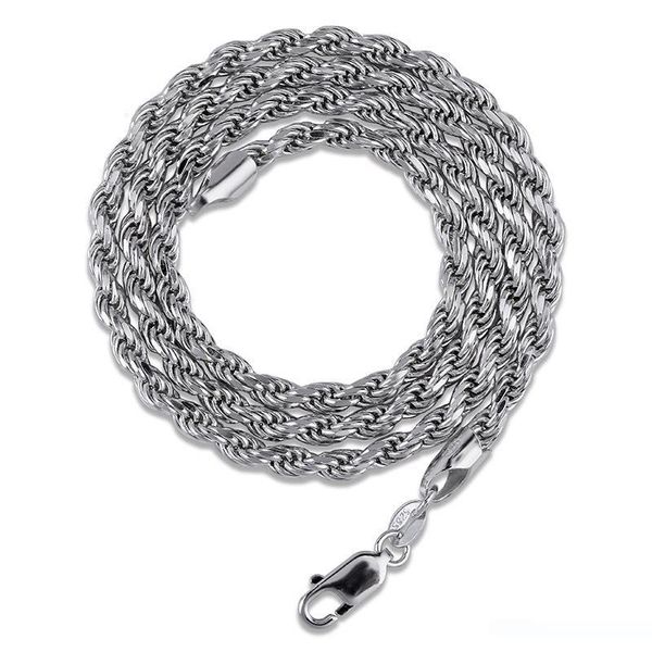 

hip hop chain necklace men s925 sterling silver twist chains necklace mens hip hop jewelry 3mm
