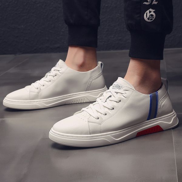 

100% genuine leather shoes men sneakers 2020 ins white shoes cow leather men casual fashion male footwear ka2213, Black