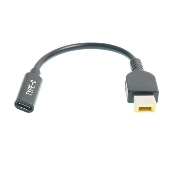 Cabo de alimentação USB-C tipo C fêmea para ponta fina funciona com laptops de ponta fina Lenovo 65W