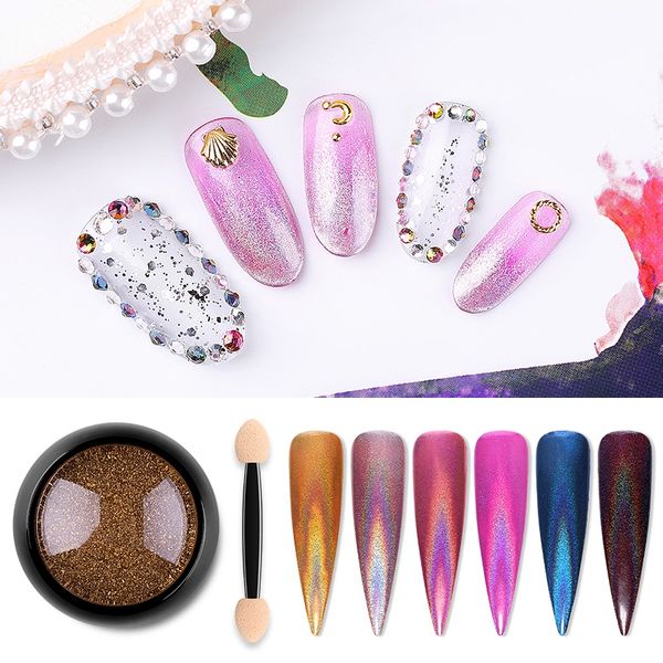 

metallic color nail mirror glitter uv gel polishing laser rainbow long lasting shiny nail art decorations manicure, Silver;gold