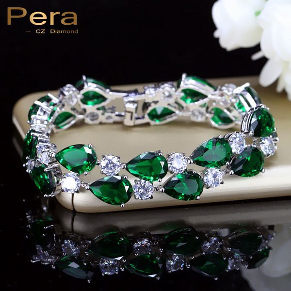 

pera luxury cz green cubic zirconia stone large women charm bangle bracelets bridal jewelry accessories for bridesmaids b029, Golden;silver