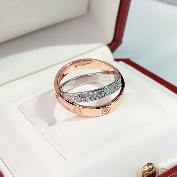 

hip hop punk s925 sterling silver ladies' bicolor rings personality fashion superior quality luxurious rose gold cross type ring sale, Golden;silver