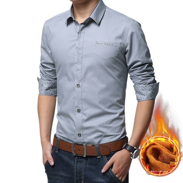 

2019 plus size business men warm fleece shirt turn down collar long sleeves single breasted button slim fit velvet blouse -5xl, White;black
