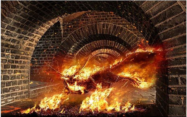 

3d wallpaper custom p fire monster underground corridor background home decor 3d wall murals wallpaper for walls 3 d living room