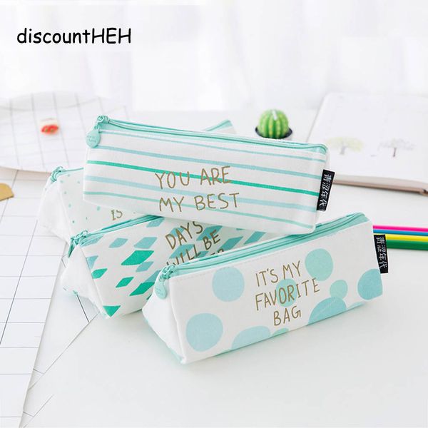 

cute pink canvas fresh style pencil case stationery storage organizer bag school supplies pencil bag
