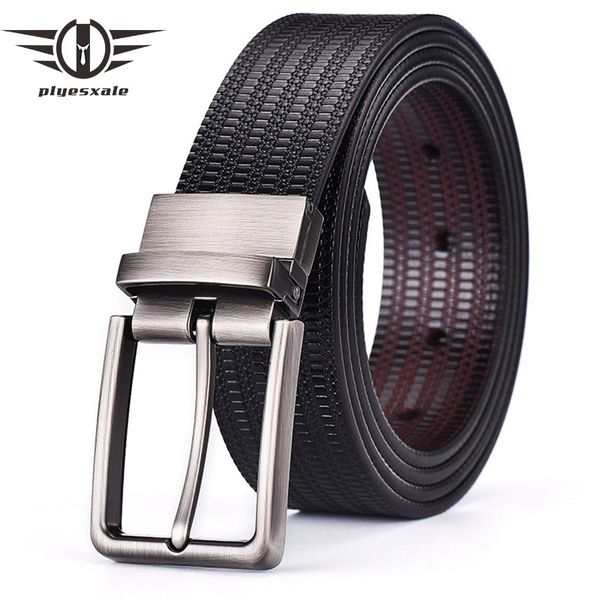 

reversible belts for men double-sided use genuine leather pin buckle belt mens real leather belts for jeans black blue g120, Black;brown