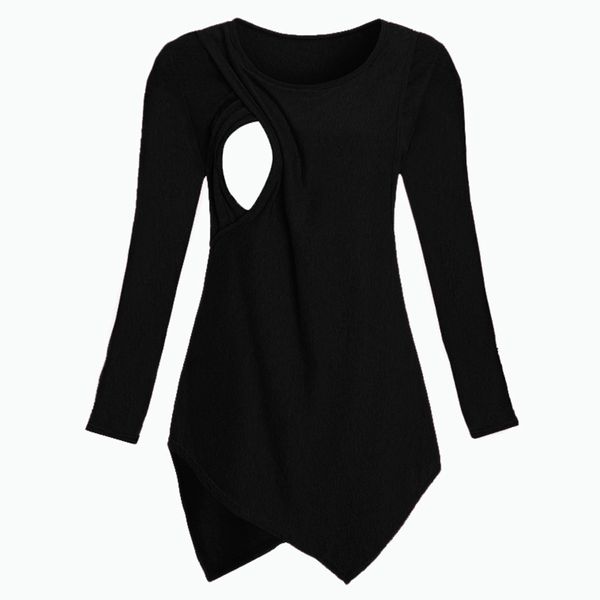 

pregnant maternity long sleeve nursing t-shirt for breastfeeding mom autumn casual solid ropa para embarazada d30, White