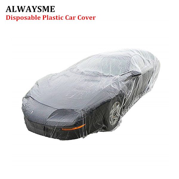 

alwaysme disposable plastic car cover dust cover rain paint universal fits all car small medium large three size